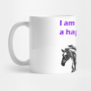 I am living a happy life mantra with horse in waves Mug